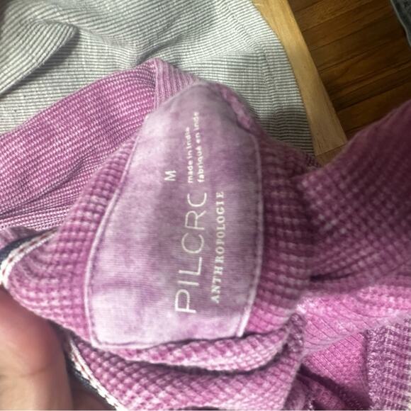 Pilcro Anthropologie Tie Dye Thermal Top-3/4 Sleeves Petite Pink - Picture 7 of 10